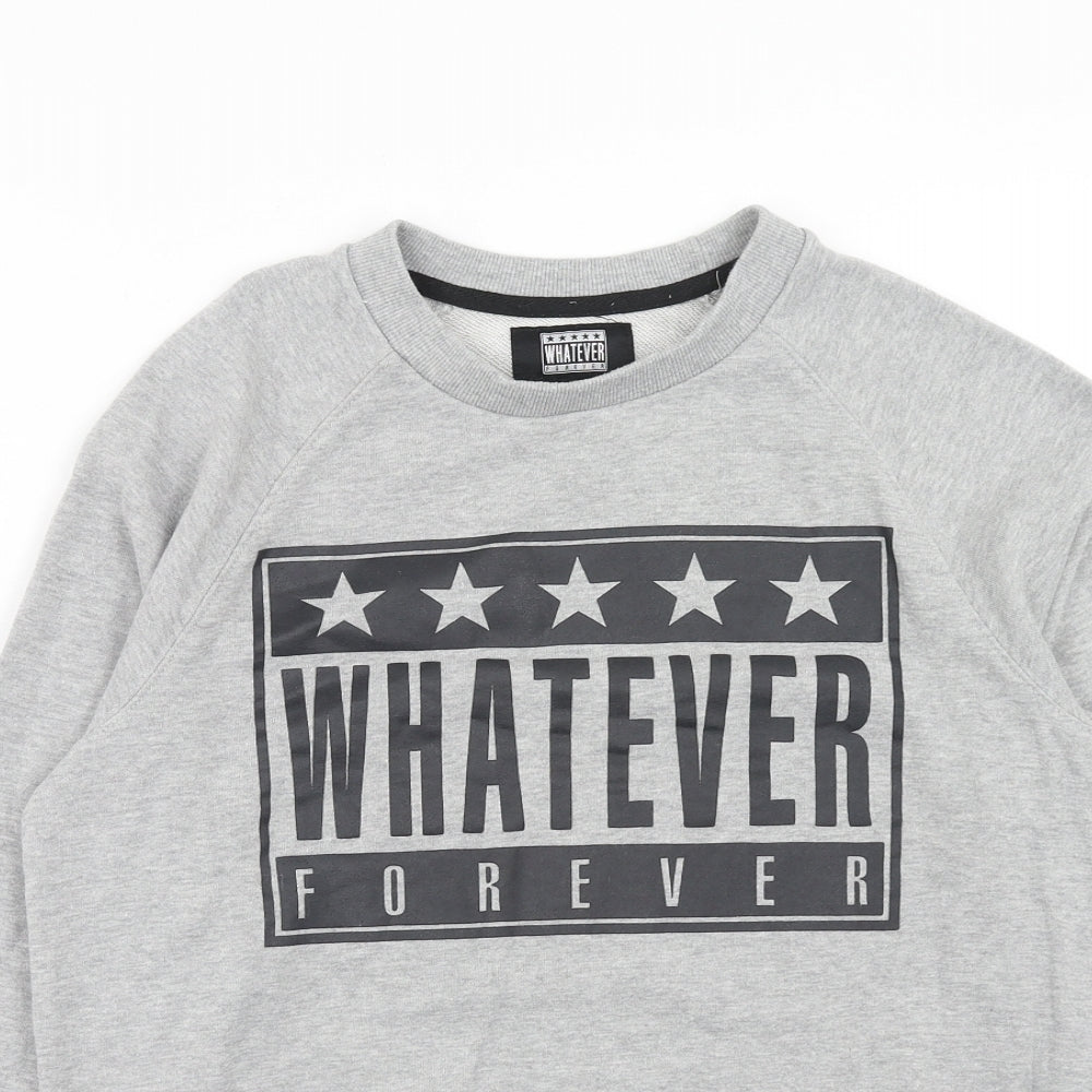 Whatever Forever Womens Grey Cotton Pullover Sweatshirt Size S Pullover