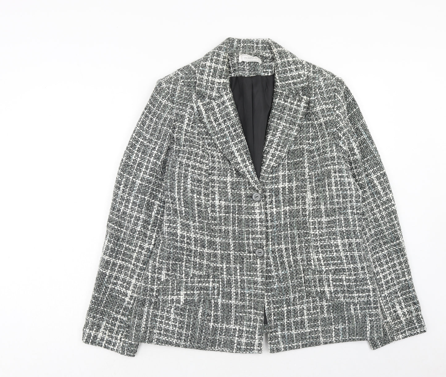 Marks and Spencer Womens Grey Geometric Jacket Blazer Size 16 Button