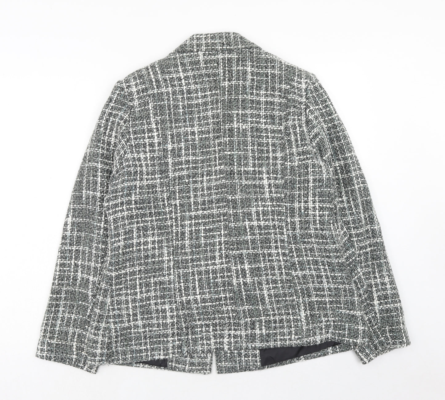 Marks and Spencer Womens Grey Geometric Jacket Blazer Size 16 Button