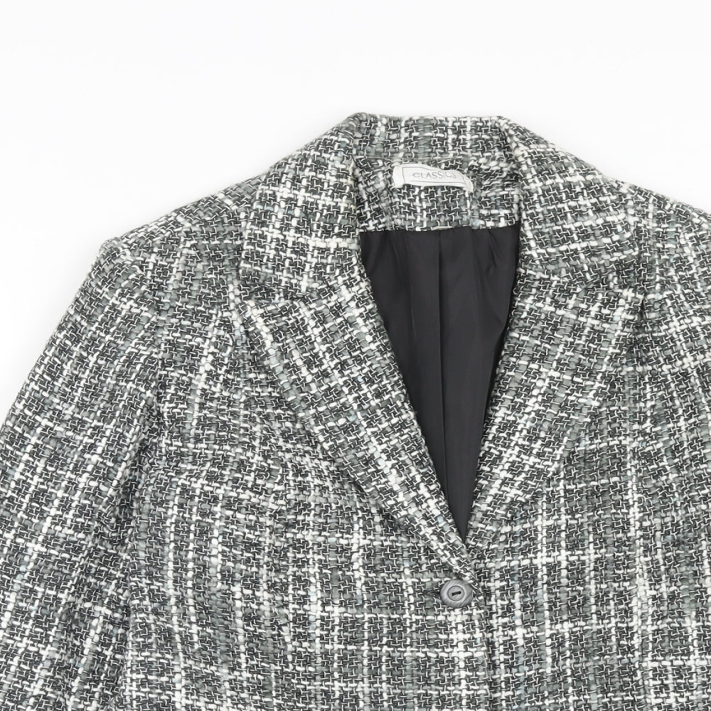 Marks and Spencer Womens Grey Geometric Jacket Blazer Size 16 Button