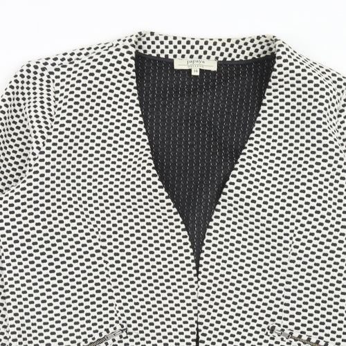 Papaya Womens White Polka Dot Jacket Blazer Size 14