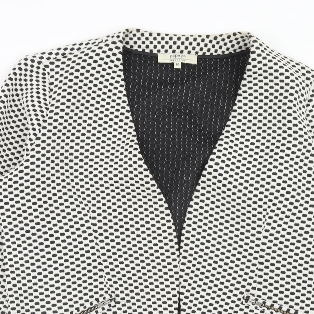 Papaya Womens White Polka Dot Jacket Blazer Size 14