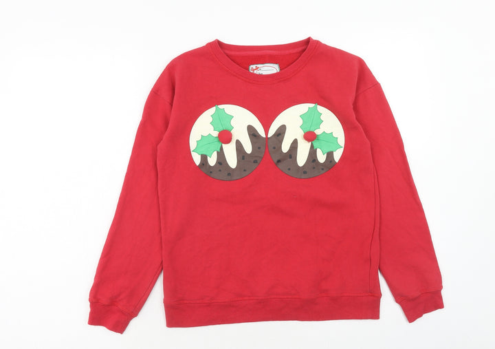 Atmosphere Womens Red Cotton Pullover Sweatshirt Size 6 Pullover - Christmas Pudding