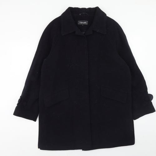 menuetto Womens Blue Overcoat Coat Size 12 Button