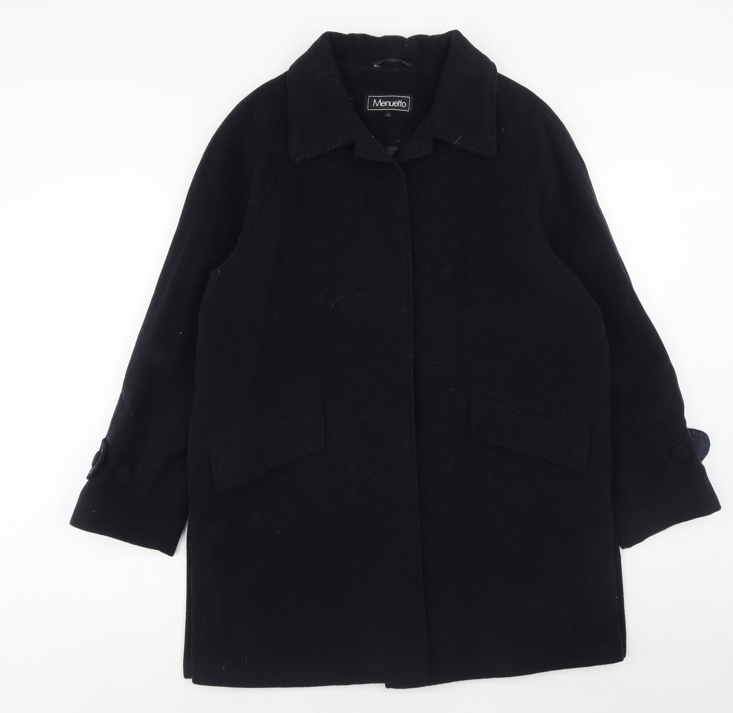 menuetto Womens Blue Overcoat Coat Size 12 Button