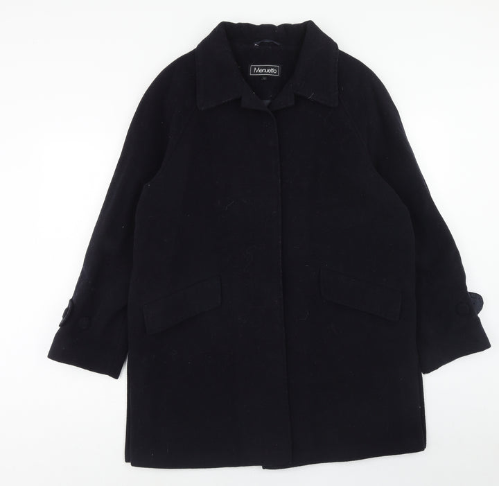 menuetto Womens Blue Overcoat Coat Size 12 Button