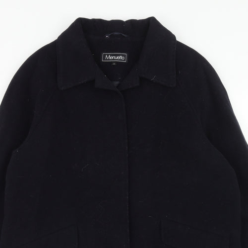 menuetto Womens Blue Overcoat Coat Size 12 Button