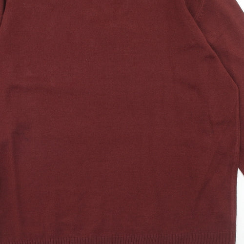 Charles Wilson Mens Red V-Neck Acrylic Pullover Jumper Size M Long Sleeve