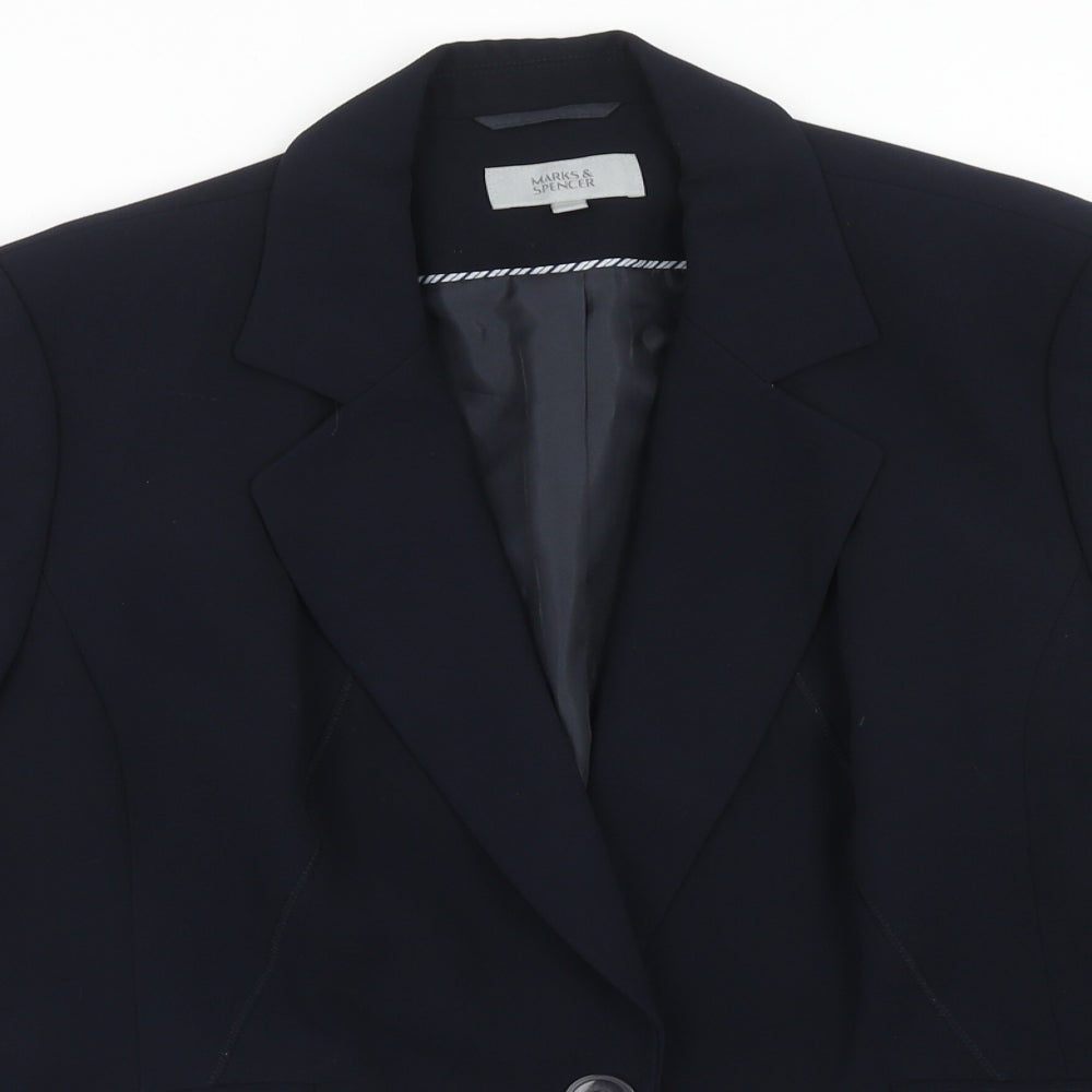 Marks and Spencer Womens Blue Jacket Blazer Size 16 Button