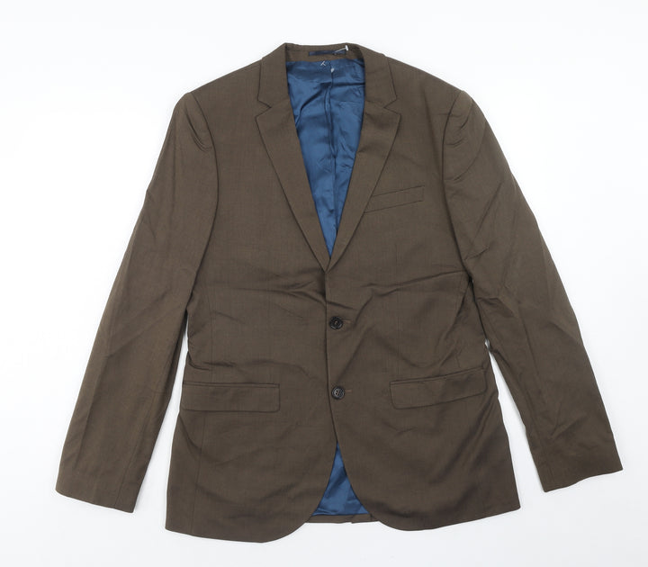 River Island Mens Brown Viscose Jacket Suit Jacket Size 40 Regular