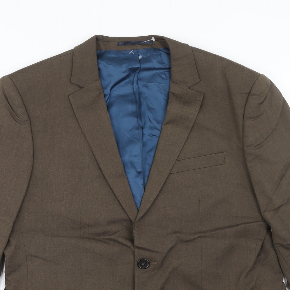 River Island Mens Brown Viscose Jacket Suit Jacket Size 40 Regular