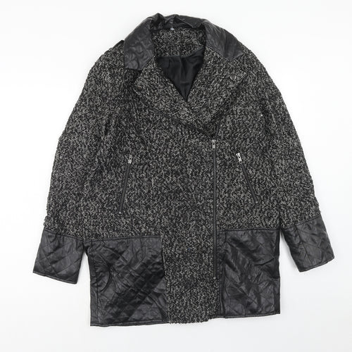 Atmosphere Womens Black Overcoat Coat Size 12 Zip