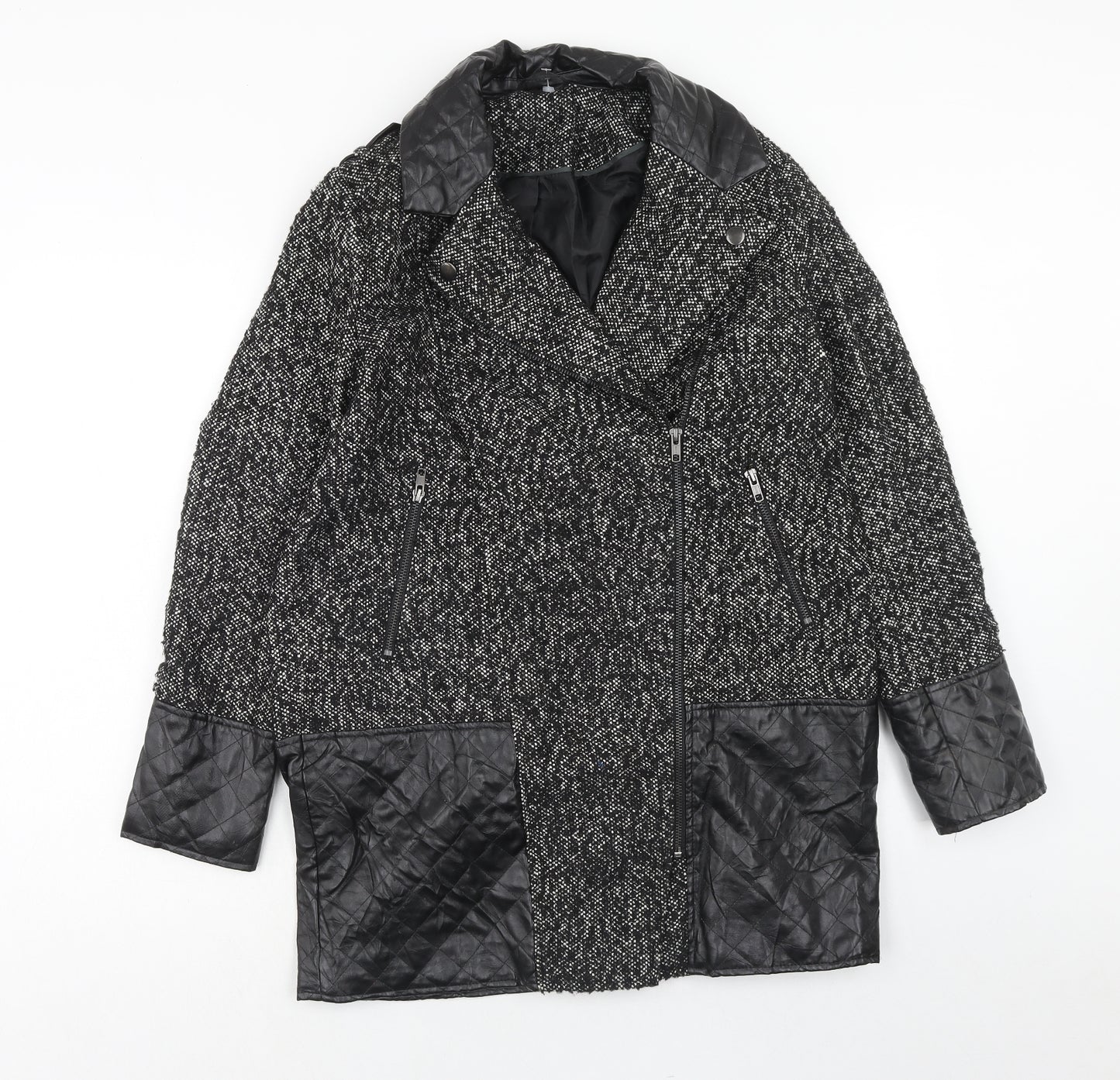Atmosphere Womens Black Overcoat Coat Size 12 Zip