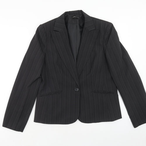Evie Womens Grey Striped Jacket Blazer Size 16 Button