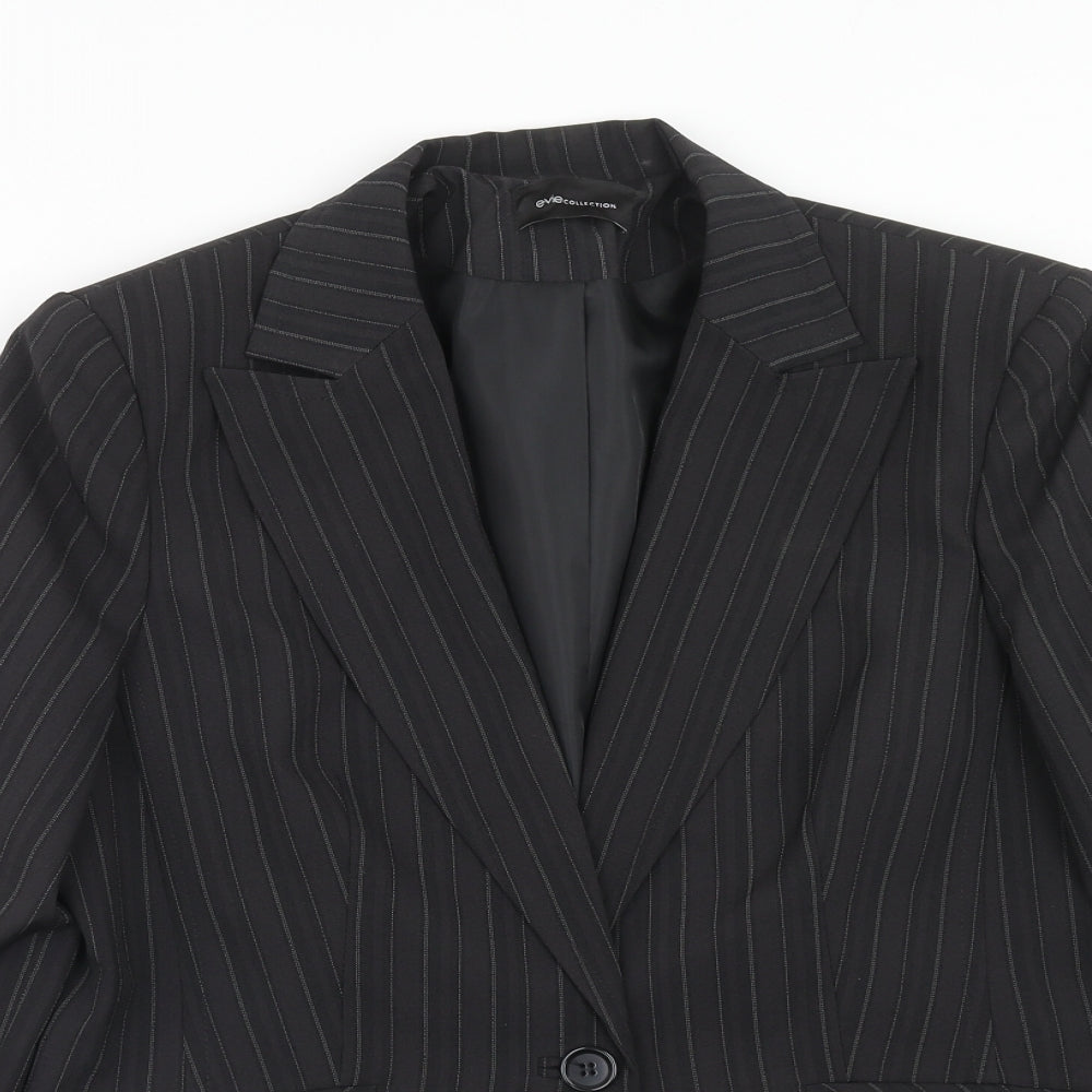 Evie Womens Grey Striped Jacket Blazer Size 16 Button