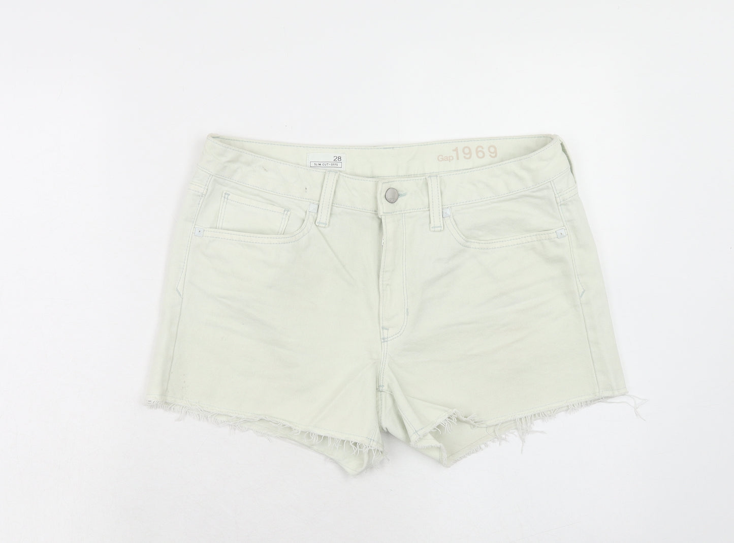 Gap Womens Green Cotton Cut-Off Shorts Size 10 Slim Zip