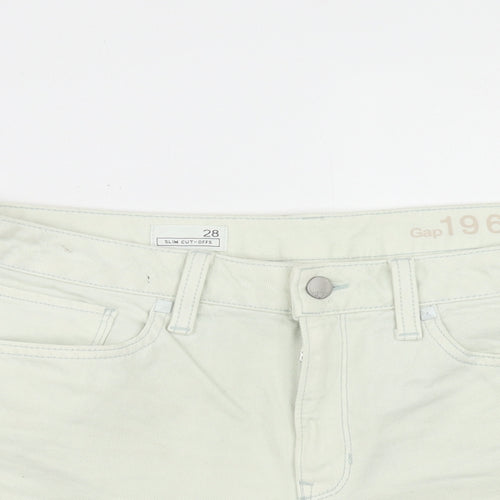 Gap Womens Green Cotton Cut-Off Shorts Size 10 Slim Zip