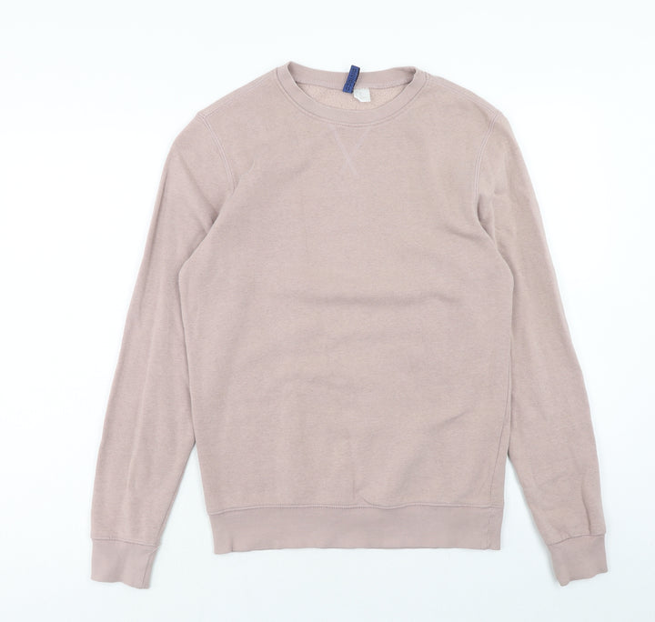 H&M Mens Pink Cotton Pullover Sweatshirt Size XS