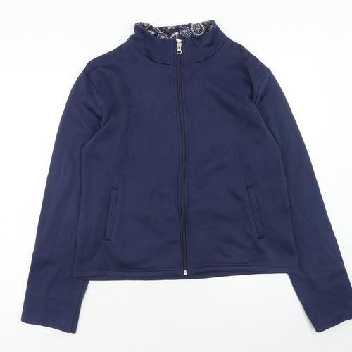 Ann De Lancay Womens Blue Polyester Full Zip Sweatshirt Size S Zip