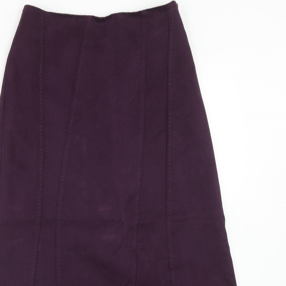 M&Co Womens Purple Polyester A-Line Skirt Size 10 Zip
