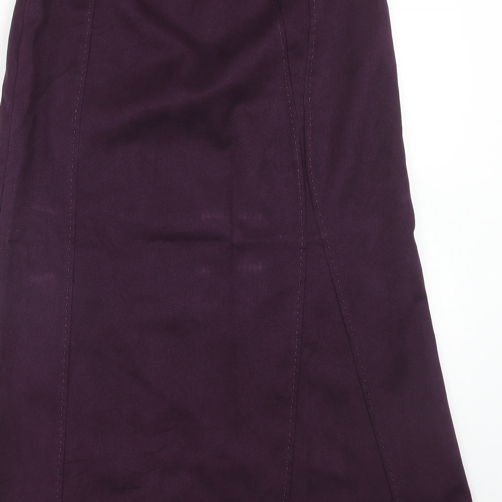 M&Co Womens Purple Polyester A-Line Skirt Size 10 Zip