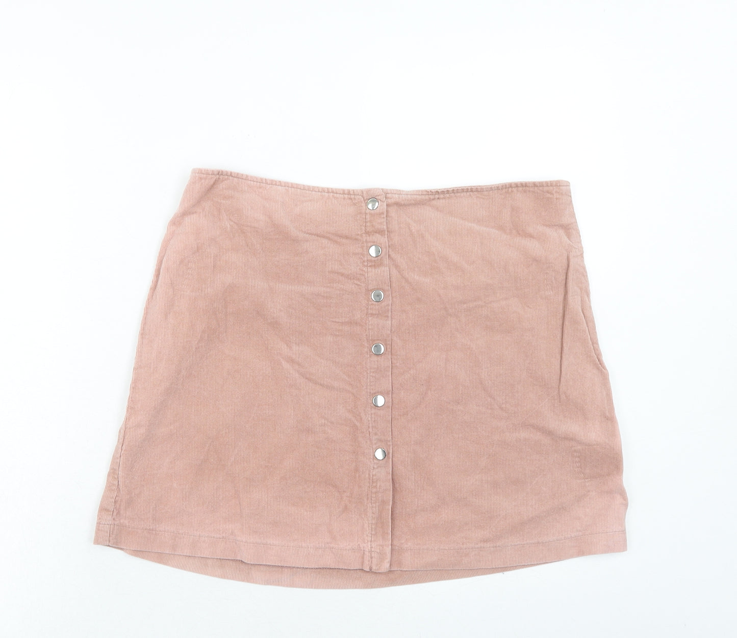 Select Womens Pink Cotton Mini Skirt Size 10 Button