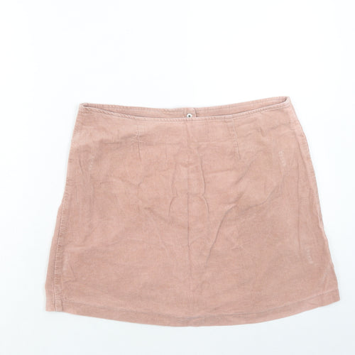Select Womens Pink Cotton Mini Skirt Size 10 Button
