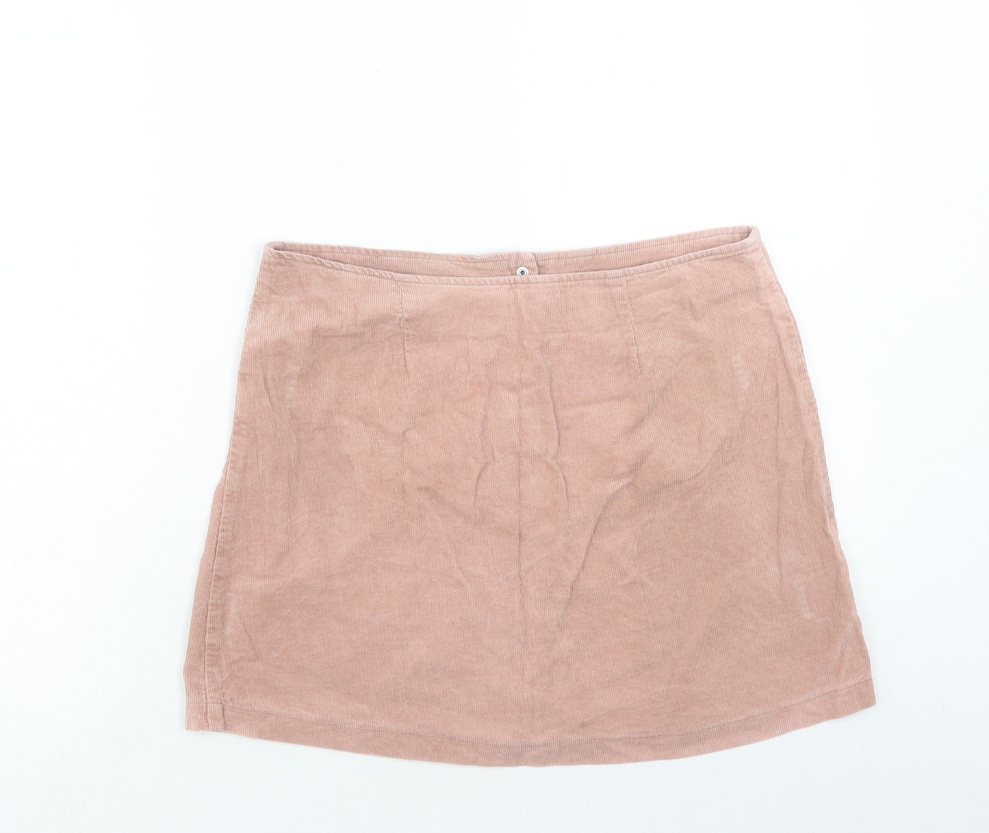 Select Womens Pink Cotton Mini Skirt Size 10 Button