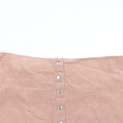Select Womens Pink Cotton Mini Skirt Size 10 Button