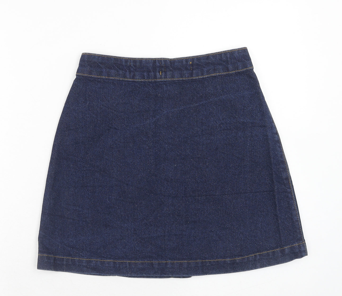 New Look Womens Blue Cotton A-Line Skirt Size 8 Button