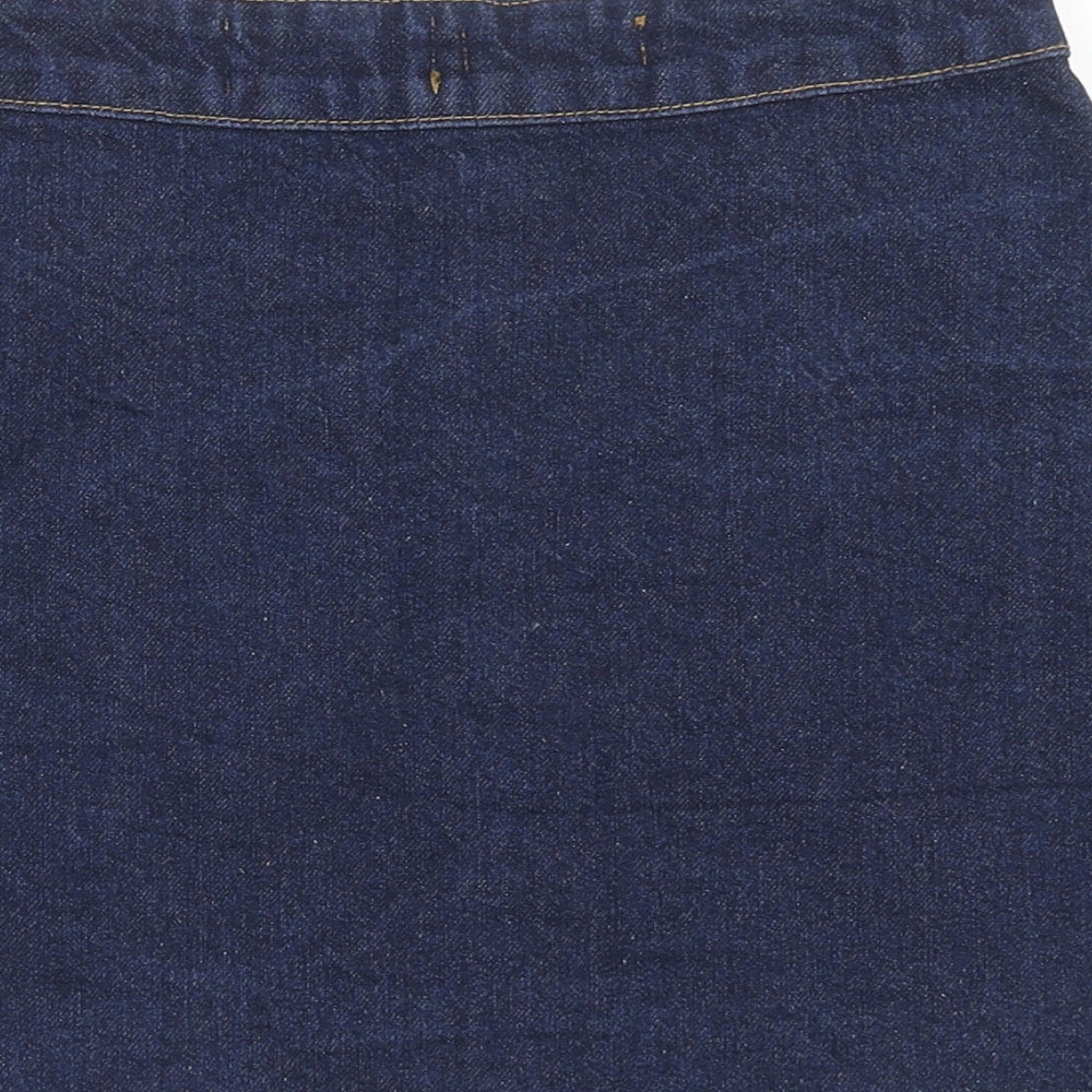 New Look Womens Blue Cotton A-Line Skirt Size 8 Button