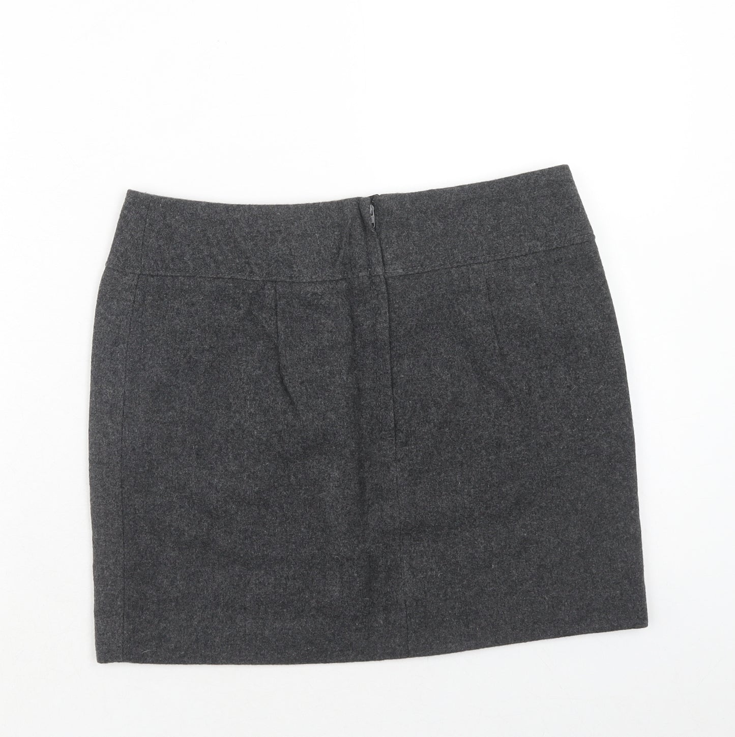 H&M Womens Grey Wool Mini Skirt Size 10 Zip