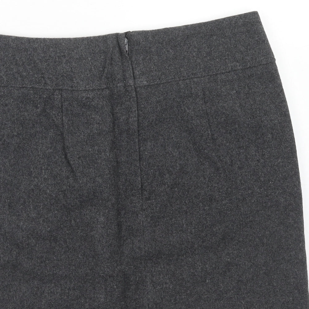H&M Womens Grey Wool Mini Skirt Size 10 Zip