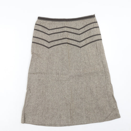 Oasis Womens Brown Viscose A-Line Skirt Size 8 Zip