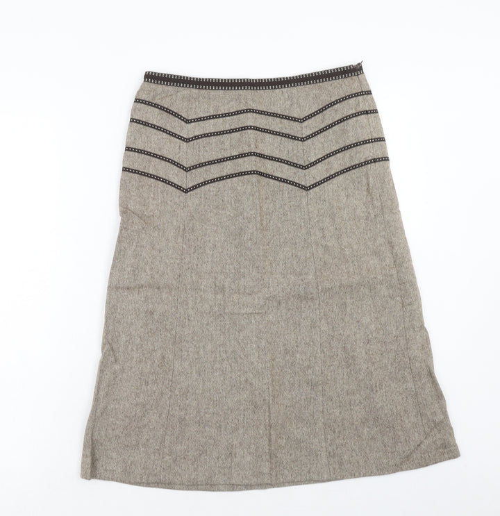 Oasis Womens Brown Viscose A-Line Skirt Size 8 Zip