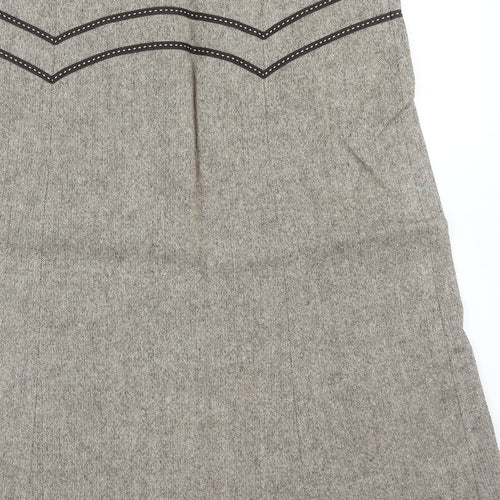 Oasis Womens Brown Viscose A-Line Skirt Size 8 Zip