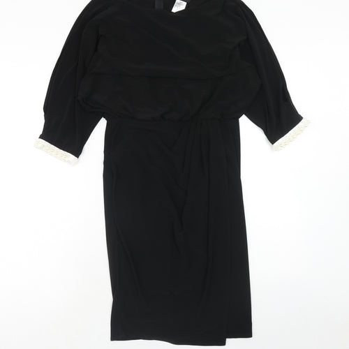 phillip montello Womens Black Polyester A-Line Size 8 Round Neck Zip