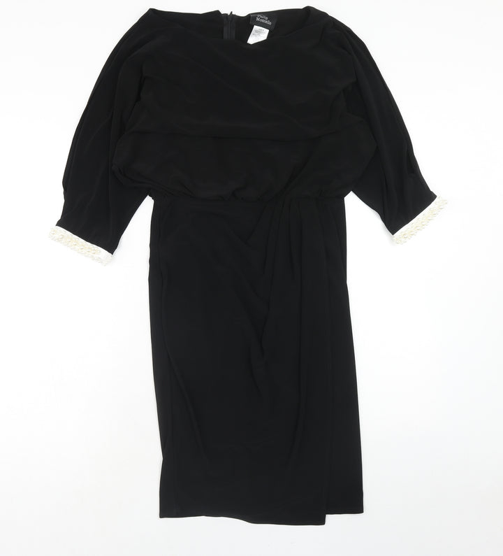 phillip montello Womens Black Polyester A-Line Size 8 Round Neck Zip