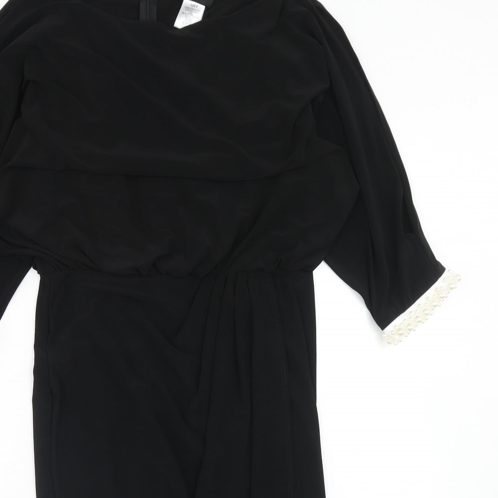 phillip montello Womens Black Polyester A-Line Size 8 Round Neck Zip