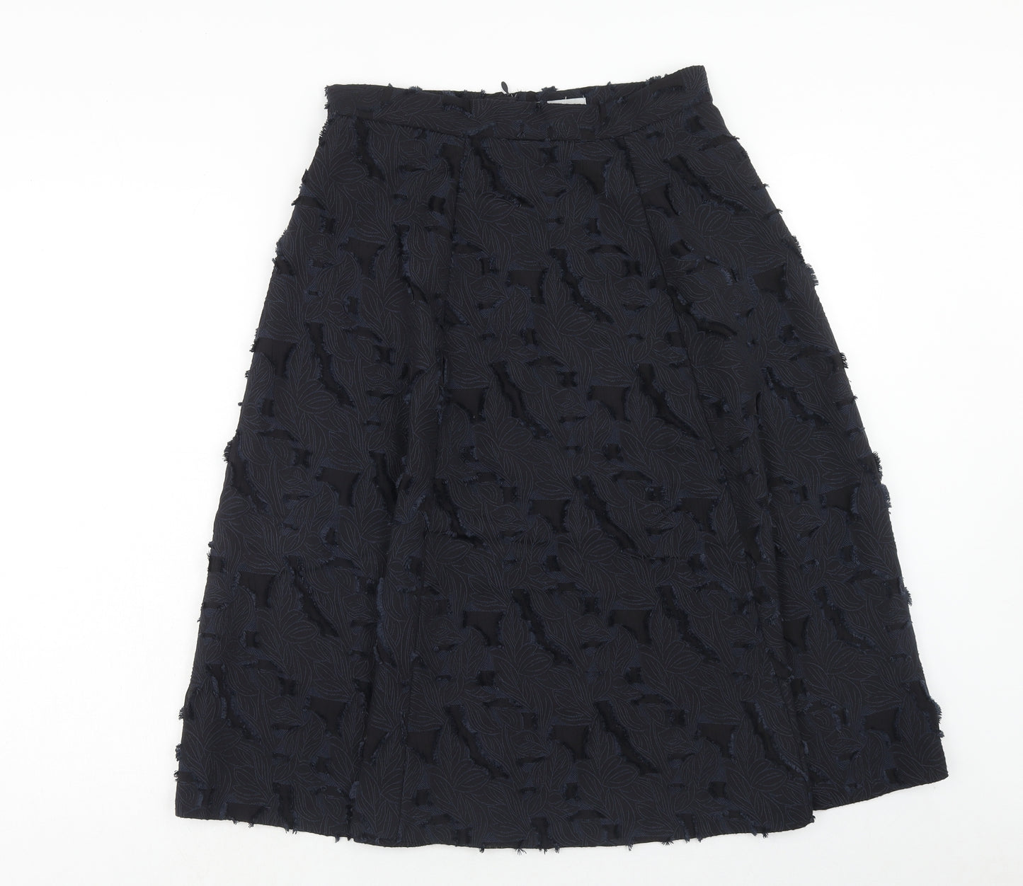 H&M Womens Blue Floral Polyester A-Line Skirt Size 12 Zip