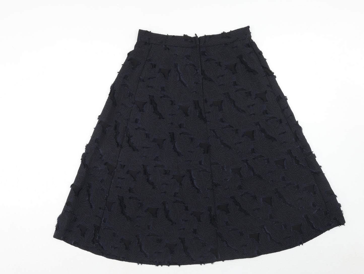H&M Womens Blue Floral Polyester A-Line Skirt Size 12 Zip