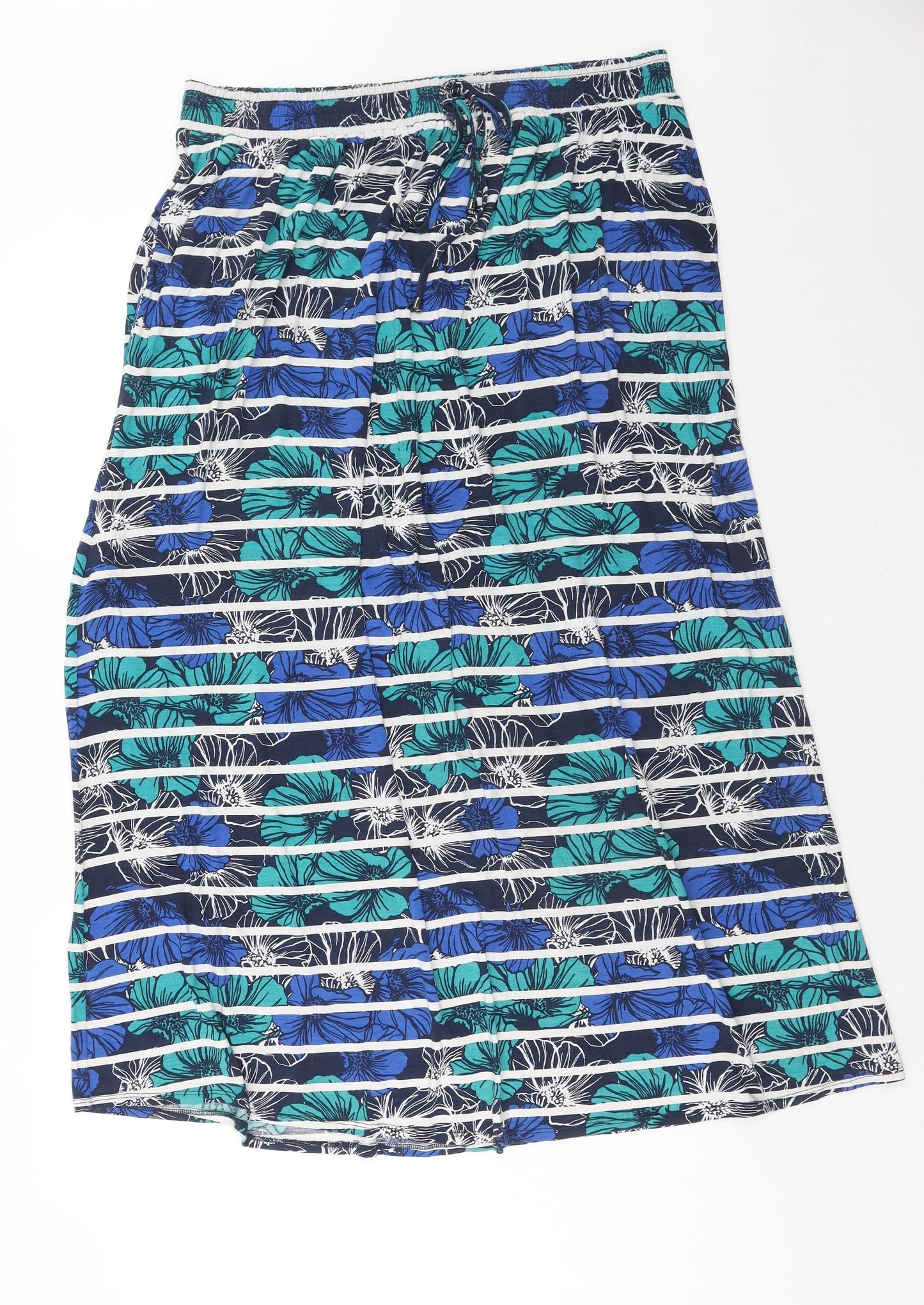 George Womens Blue Floral Viscose A-Line Skirt Size 18 Drawstring - Stripe