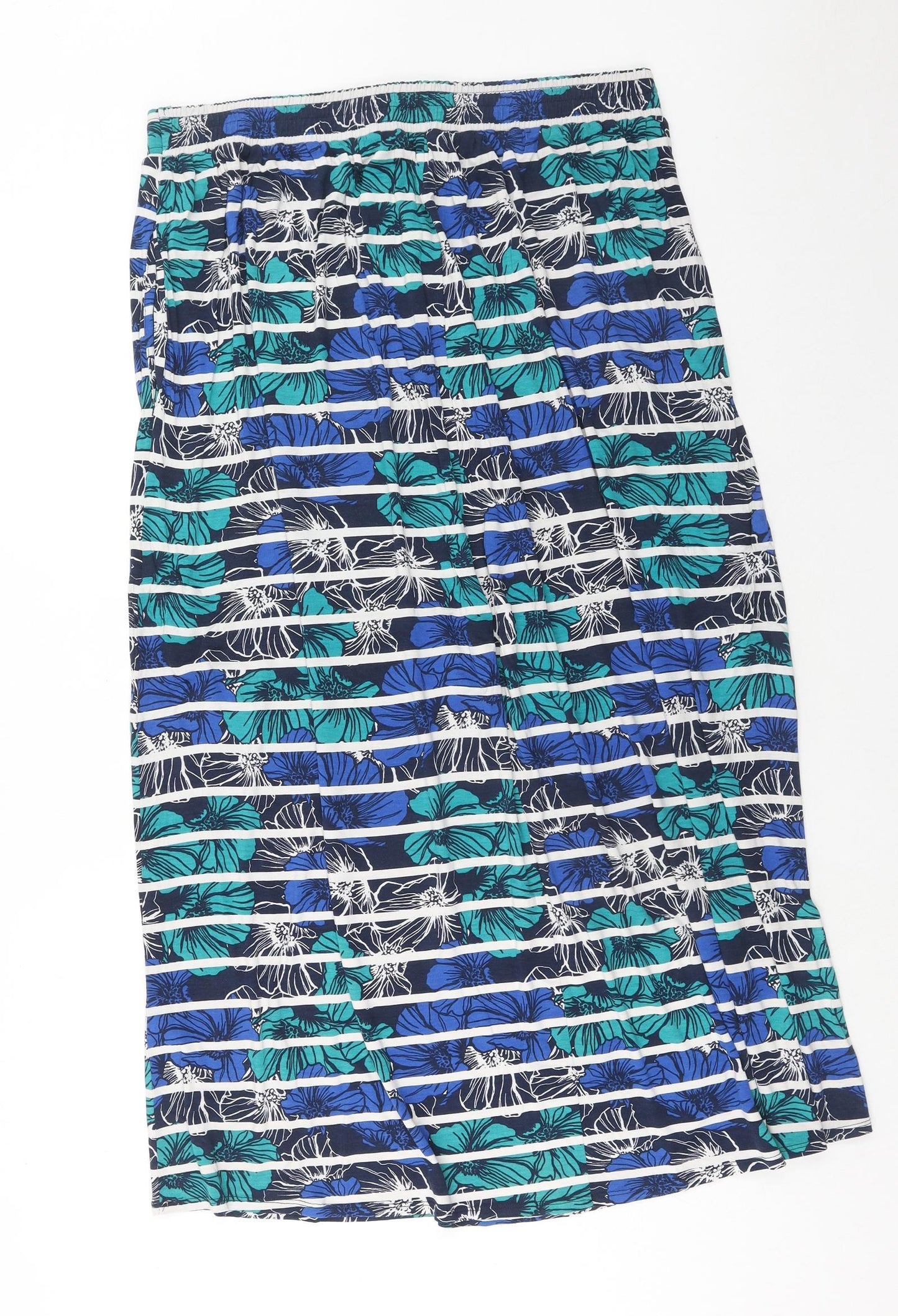 George Womens Blue Floral Viscose A-Line Skirt Size 18 Drawstring - Stripe
