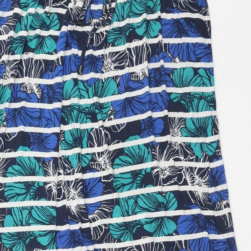 George Womens Blue Floral Viscose A-Line Skirt Size 18 Drawstring - Stripe