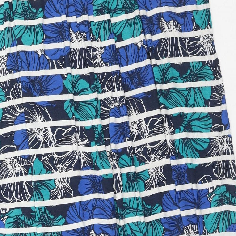 George Womens Blue Floral Viscose A-Line Skirt Size 18 Drawstring - Stripe