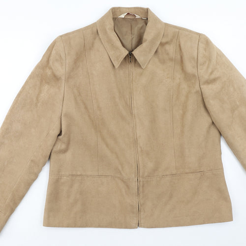 EWM Womens Brown Jacket Blazer Size 16 Zip