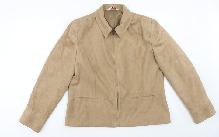 EWM Womens Brown Jacket Blazer Size 16 Zip