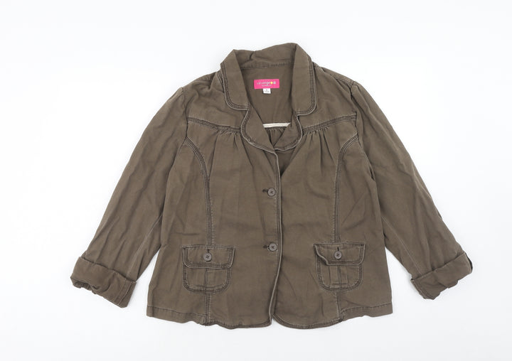 Liz Lange Womens Brown Jacket Blazer Size M Button