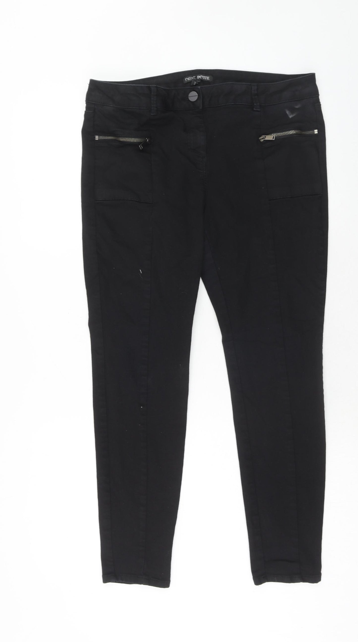 NEXT Womens Black Cotton Skinny Jeans Size 16 Regular Zip