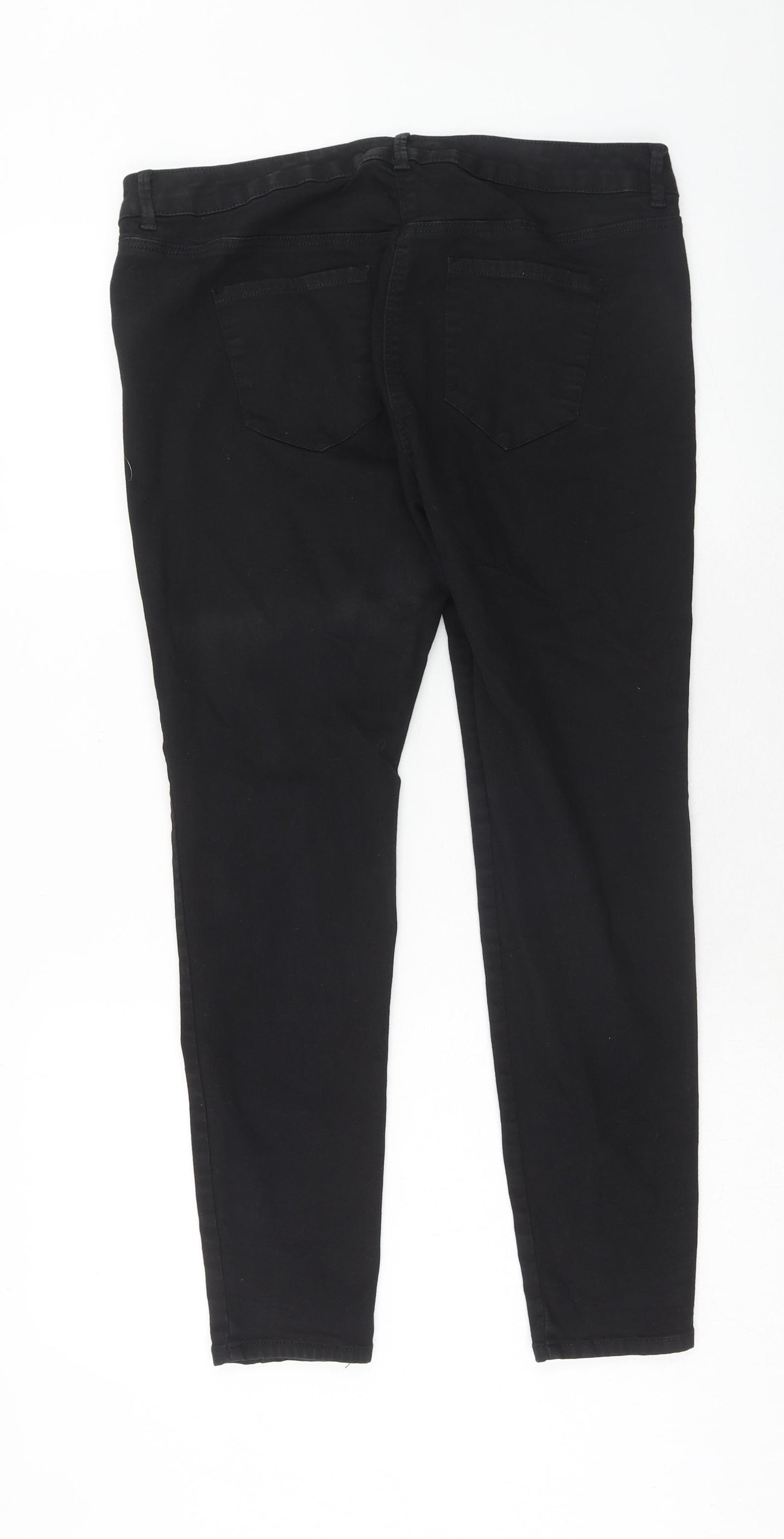 NEXT Womens Black Cotton Skinny Jeans Size 16 Regular Zip